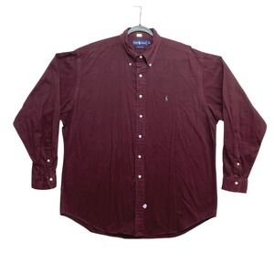 Ralph Lauren Shirt Mens Adult XL Burgundy Long Sleeve Pony Logo Button Down